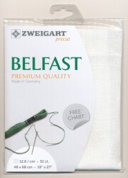 Лен Zweigart Belfast 32. Цвет 100 White (белый)