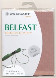 Лен Zweigart Belfast 32. Цвет 4053 (темная пыльная роза)