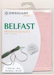 Лен Zweigart Belfast 32. Цвет 4034 Baby Pink (светлый розовый)